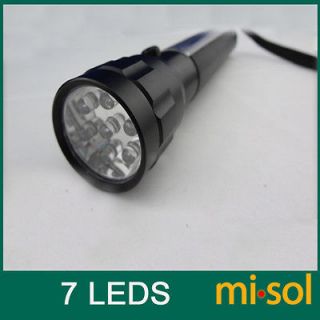 Solar Power Torch LED Flash light (7 LEDs) Black,7 Super White Bright 