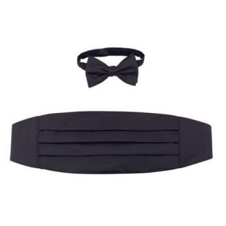 adult black satin bow tie cummerbund set
