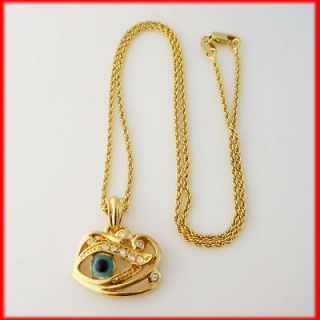 NEW 18K YELLOW GOLD GP OVERLAY FILL BRASS 18 ROPE NECKLACE&EVIL EYE 