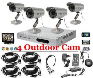  Home Video Surveillance CCTV DVR Kit Sony 4 Outdoor Nightvision Camera