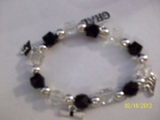 GRADUATION STRETCH BRACELET WITH CHARMS AND 2012 CHARM SILVER/BLACK 