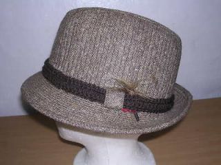 dobbs brown tweed hat stingy brim 21 1 2 in vintage
