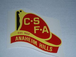 csfa anaheim hills fire helmet decal sticker fireman time left