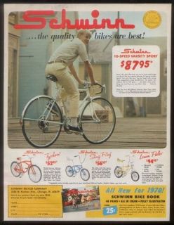 1970 schwinn varsity sting ray lemon peeler bicycle ad time