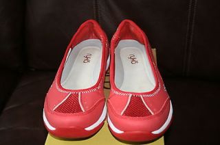 ryka leather and mesh slip on skimmers shoes 6 m red