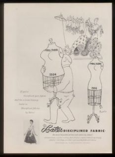 1955 dressmaker dummy cartoon bates fabric print ad time left