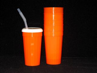 24 large orange tumblers lids straws drinking glasses time left