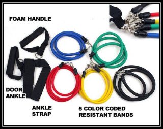 11 Piece Resistance Band Set – Heavy Duty Stretch Workout Cables 