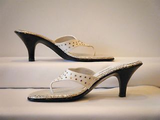 White & Silver Heeled Slides~NIB~Nor​man Kaplan Las Vegas~Shoe Size 