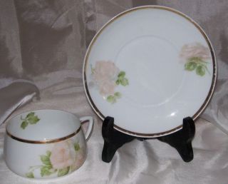 vintage silesia pink roses cup saucer set 