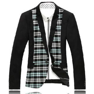 New Mens Slim Fit Fashion Suit Jacket Top Black 1 Button 5630 free 