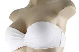   Catalog NEW White Shirred Push Up Bandeau Swimsuit Tops Separates 36C