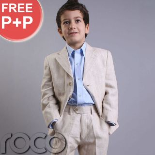 boys kids childrens wedding beige linen suit 1 16 yrs