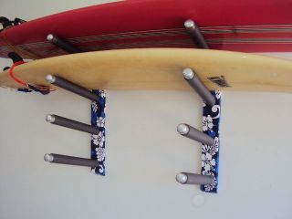 surfing,surfboard,longboard wall rack HOLDS 4.Hibiscus blue.Display 