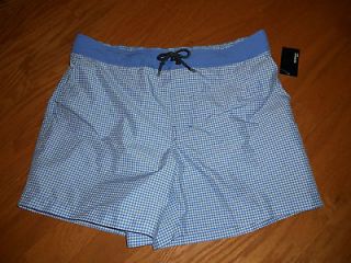 NWT Mens MURANO DILLARDS Checked Button Fly Swimming Trunk Orange Blue 