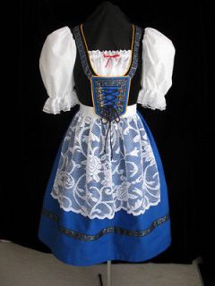 NEW BLUE BAVARIAN GERMAN OKTOBERFEST DIRNDL DRESS GOWN COSTUME SIZE 14