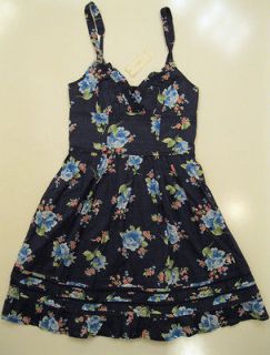 NWT Gilly Hicks Abercrombie Floral Sydney Summer/Spring Dress Navy 