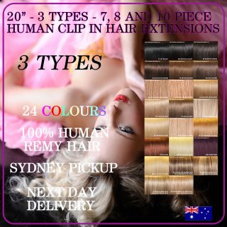   70g 100g 125g Clip In 100% Remy Human Hair Extension 24 Colours Sydney
