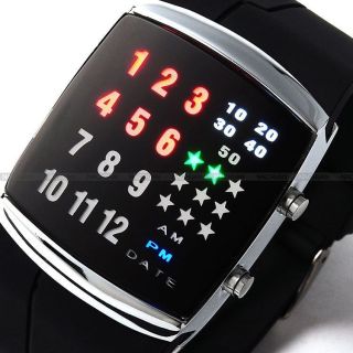   Multi color LED Light Date Rubber Digital Sport Quartz Wrist Watch