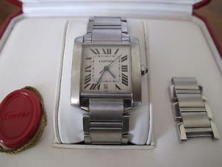 CARTIER TANK FRANCAISE AUTOMATIC STAINLESS STEEL MENS LARGE SIZE WATCH