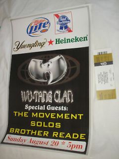 WU TANG CLAN POSTER AND TICKET FROM MILLENIUM CENTER SOLOS HEINEKIN 