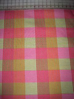 Pink & Green Plaid fabric for seat cover/throw pillow 0 .9 yd