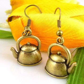 HOT Wholesale Lady 12Pair/Lot Charm Fashion Jewellery Copper Teapot 