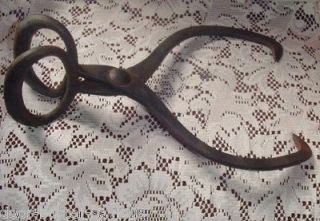   Ice Tongs Primitive Iron Tool Antique Ice Block Holder Pick Carrier