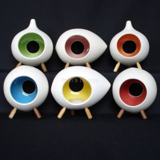 Retro tealight holders. Porcelain ceramic designer Aarnio vtg style 