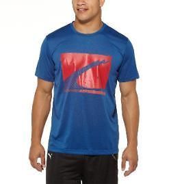 new mens L puma training graphic/t shir​t limoges blue/red 509513 41 