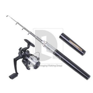 Telescopic saltwater 39inch Fishing Rod Black Pen Pole Reel & Nylon 