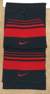 NEW NIKE WINTER HAT SCARF RED BLACK MATCHING SET BOYS YOUTH SIZE AIR 