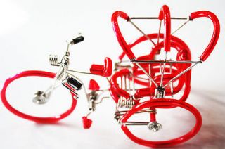 Wire Art Mini Model Red Three Wheel Bicycle HandmadeThailand