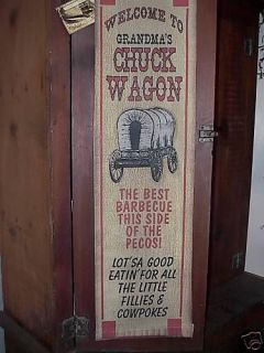 country western grandma s chuck wagon bbq banner sign time