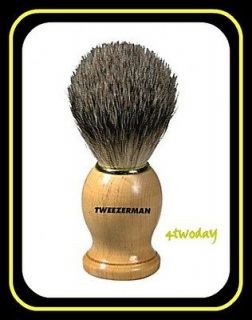 Tweezerman Mens 100% Badger Hair Shaving Brush Wood Handle 2801 H NEW
