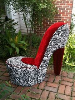 new zebra crush red handmade high heel shoe chair time