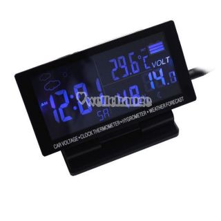 W3LE New Clock Car Thermometer Hygrometer Voltage Weather Forecast LCD 