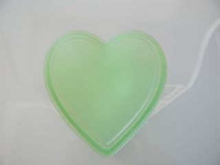 Vintage 2   piece Tiffin Green Satin Depression Glass Covered Heart 