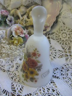 Frosted Glass Bell Toscany Italy Yellow Gold Flowers Roses Lovely