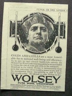 1920s advert for WOLSEY wool mens underwear Cardinal fashion 
