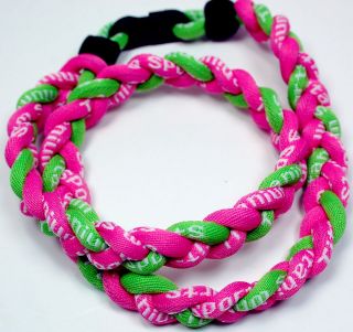   24 Rope Twisted Titanium Sport Necklace Pink Lime Green Tornado Neon