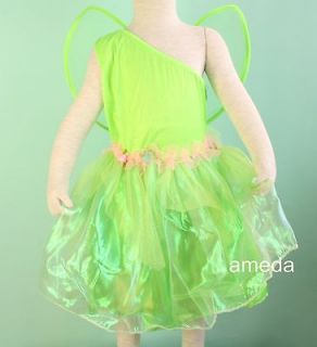 HALLOWEEN TINKERBELL DRESS WINGS COSTUME 2PC OUTFIT BIRTHDAY PARTY 4 