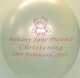 Christening, baptism, 25 personalised balloons with 50 printed paper 