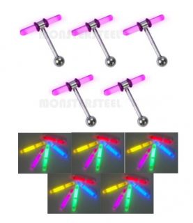 lot wholesale 5 snap glow tongue rings body piercing time
