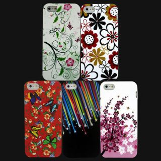 5PCS Top Sale Flower Soft Back Cover Case Skin Protector for Iphone 5 