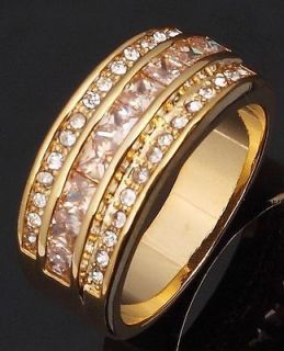 Jewelry 10KT Yellow Gold Filled Ring Size 6,7,8,9,10 Amethyst&Emerald 