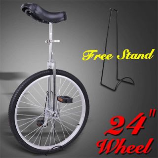 24 Chrome Unicycle 1.75 Skidproof Tire w/ Stand Cycling Exercise 