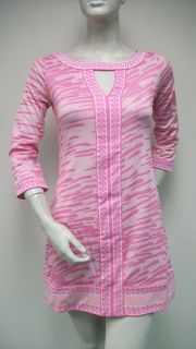 Tracy Negoshian Mistie Dress Pink Jersey Knit 3/4 Sleeve Animal Zebra 