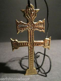   Style Solid Brass Indian Fur Trade Jesuit Cross of Lorraine c 1750
