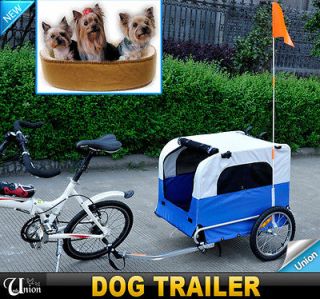 New Outdoor Pet Dog Bike Bicycle Trailer Blue Black PU Waterproof 2 